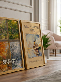 The 4 Seasons of Marriage watercolour print framed by window – literary home decor