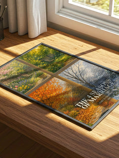 The 4 Seasons of Marriage watercolour book poster framed on wall – non fiction wall art