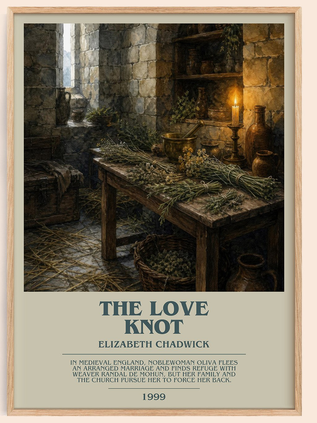 The Love Knot bookish book poster by Elizabeth Chadwick – framed literary art print