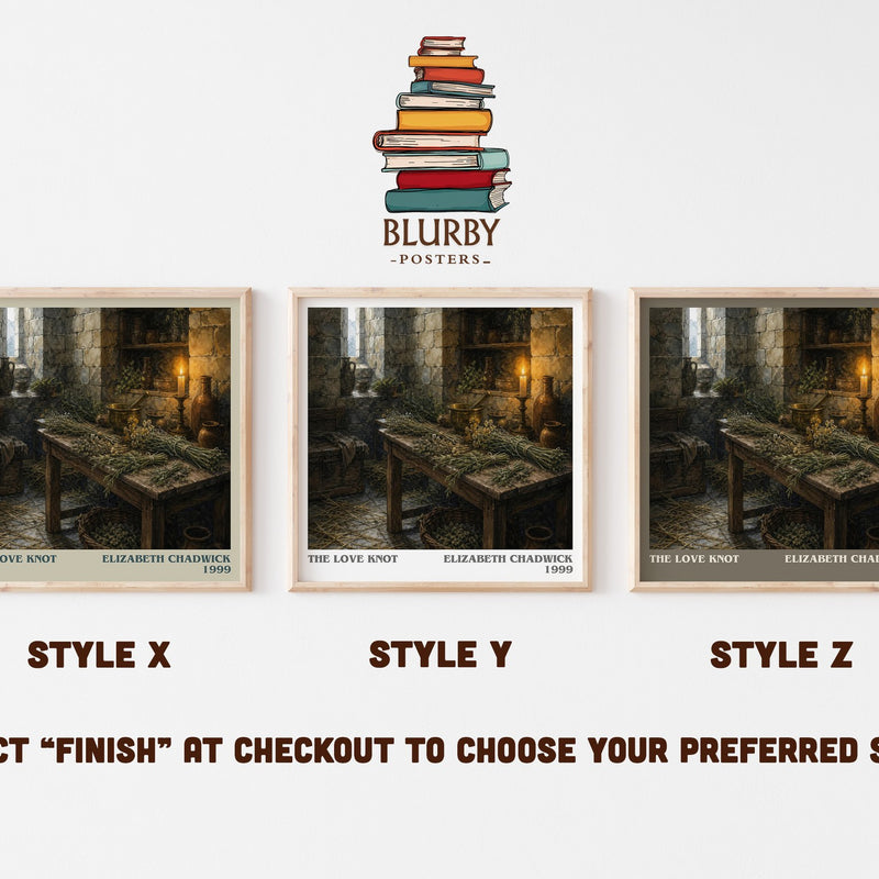 The Love Knot literary print in frame leaning in hallway – historical fiction wall art