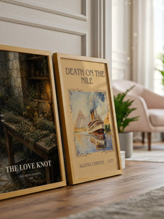 The Love Knot watercolour print framed by window – literary home decor