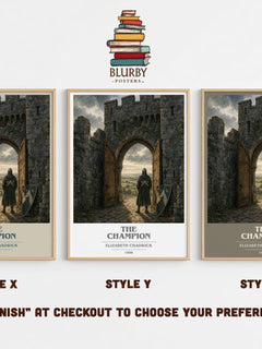 The Champion book cover print in frame leaning in hallway – historical fiction wall art