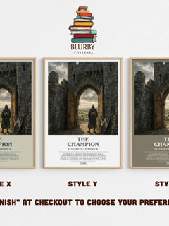 The Champion bookish print in frame leaning in hallway – historical fiction wall art