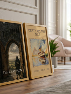 The Champion watercolour print framed by window – literary home decor