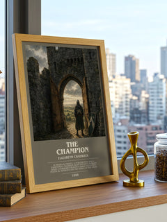 The Champion bookish print framed by window – literary home decor