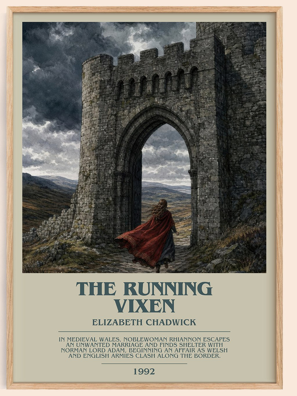 The running vixen bookish book poster by Elizabeth Chadwick – framed literary art print