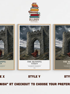 The running vixen book cover print in frame leaning in hallway – historical fiction wall art