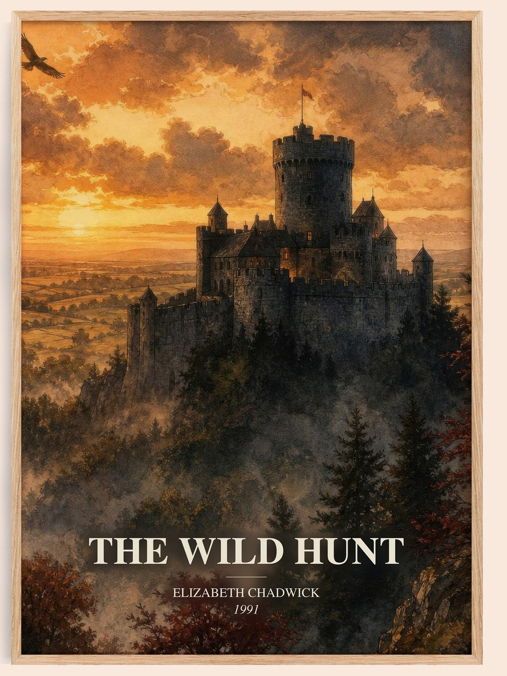 The wild hunt watercolour book poster by Elizabeth Chadwick – framed literary art print
