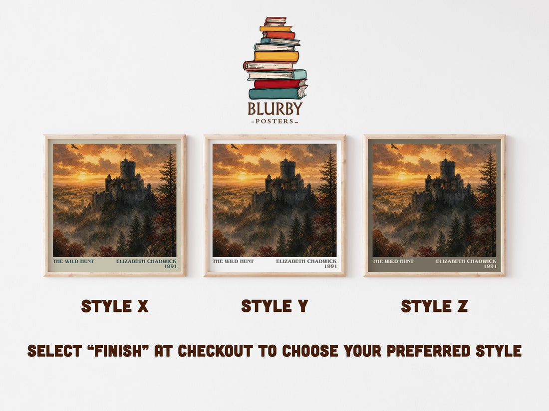 The wild hunt literary print in frame leaning in hallway – historical fiction wall art (mockup)