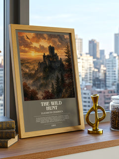 The wild hunt bookish print framed by window – literary home decor