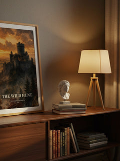 The wild hunt watercolour print on bookshelf – Elizabeth Chadwick fan gift