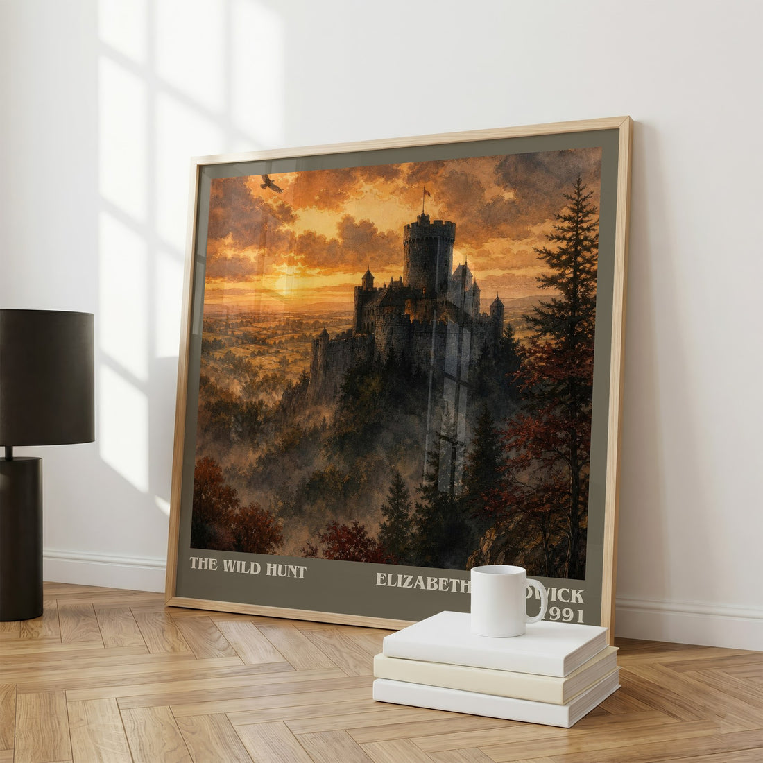The wild hunt literary print framed by window – literary home decor
