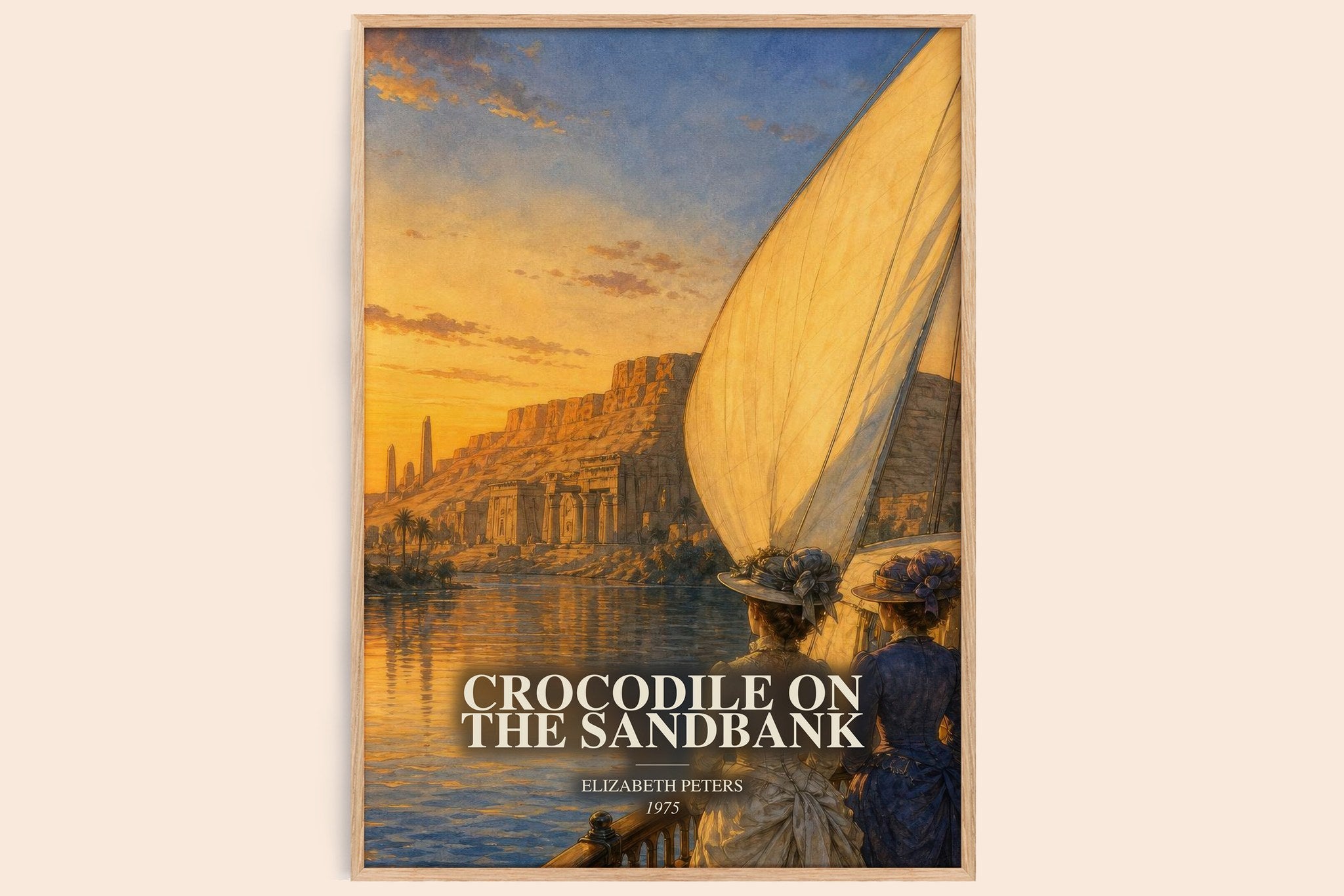 Crocodile on the sandbank Book Watercolour Illustration by E. Peters