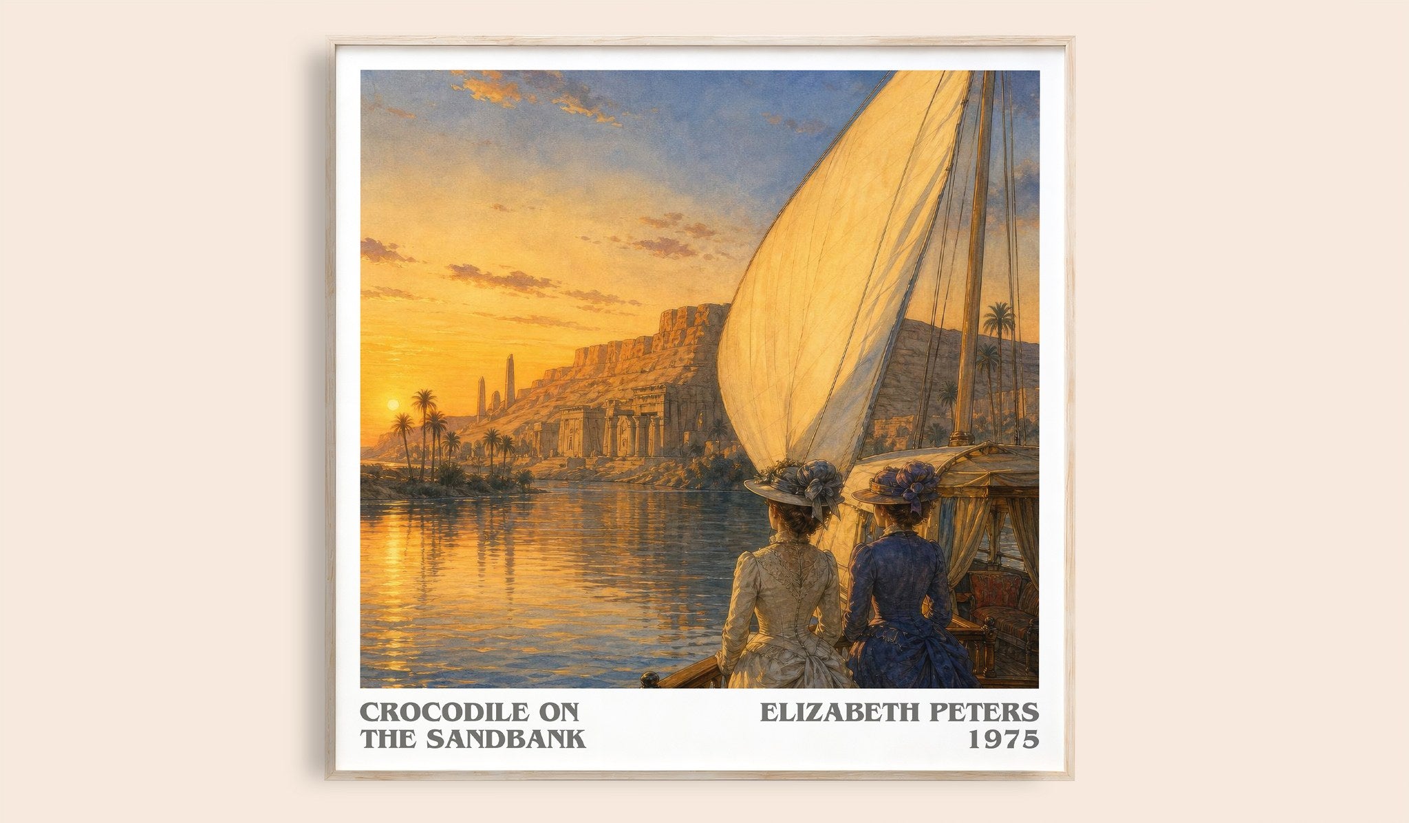 Crocodile on the sandbank Literary Art Print by Elizabeth Peters