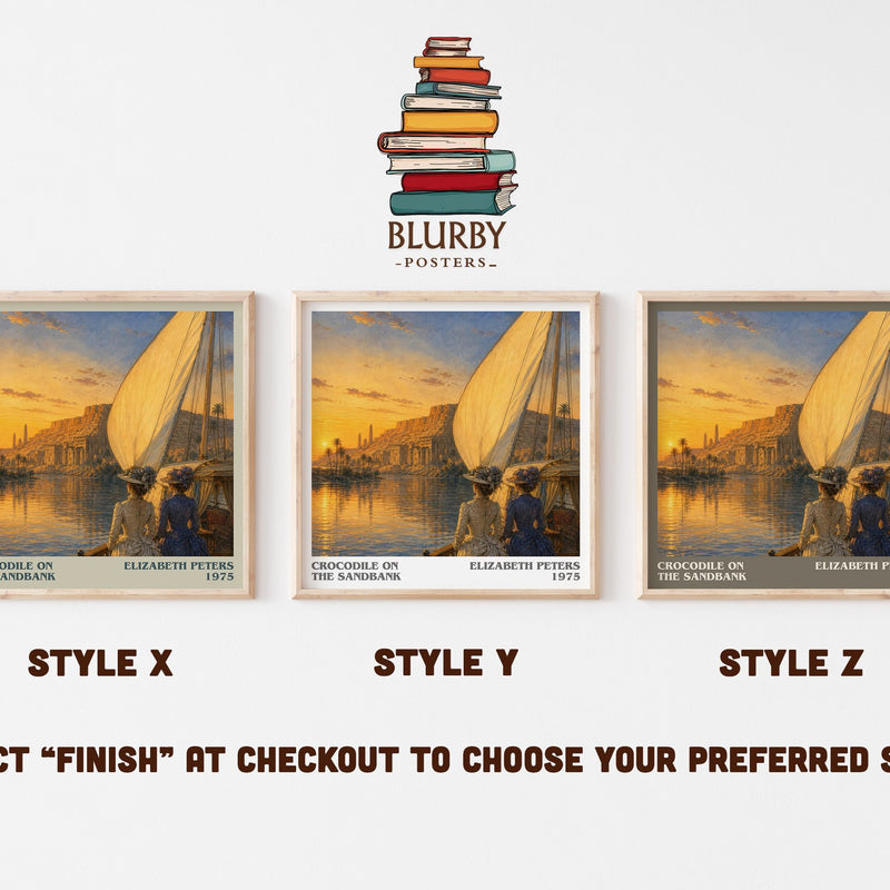 Crocodile on the sandbank literary print in frame leaning in hallway – mystery wall art