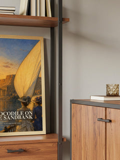 Crocodile on the sandbank book watercolour illustration paper finish options – matte satin gloss