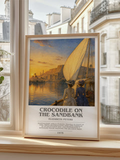 Crocodile on the sandbank bookish poster colour and style options – Elizabeth Peters book art