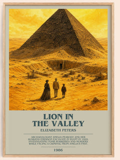 Lion in the valley bookish book poster by Elizabeth Peters – framed literary art print