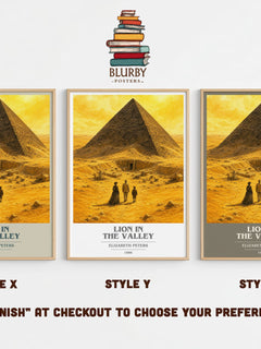 Lion in the valley book cover print in frame leaning in hallway – mystery wall art