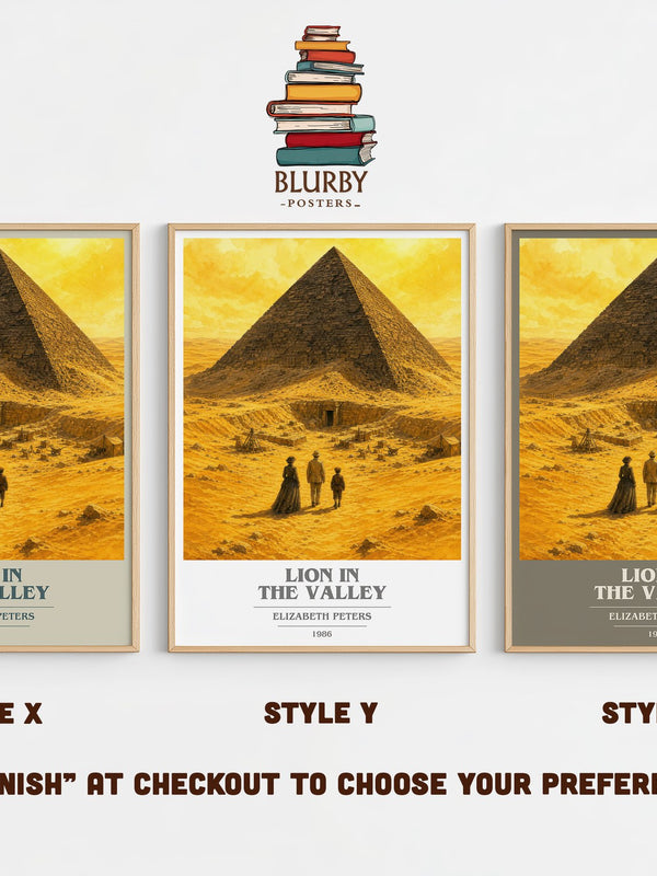 Lion in the valley book cover print in frame leaning in hallway – mystery wall art