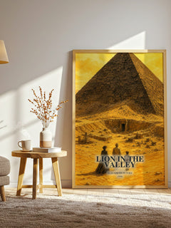 Lion in the valley watercolour print in frame leaning in hallway – mystery wall art
