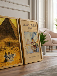 Lion in the valley watercolour print framed by window – literary home decor