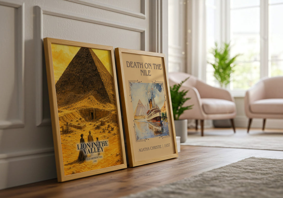 Lion in the valley watercolour print framed by window – literary home decor