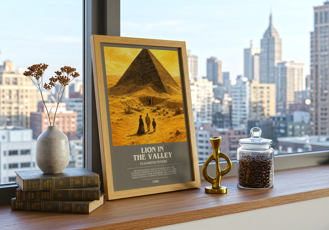 Lion in the valley bookish print framed by window – literary home decor