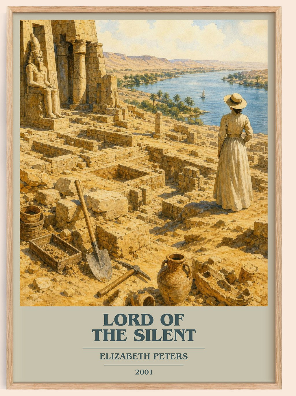 Lord of the silent book cover book poster by Elizabeth Peters – framed literary art print