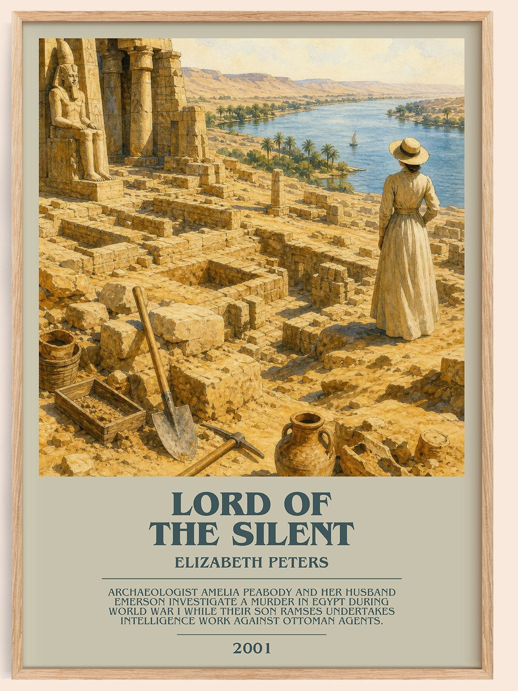 Lord of the silent bookish book poster by Elizabeth Peters – framed literary art print