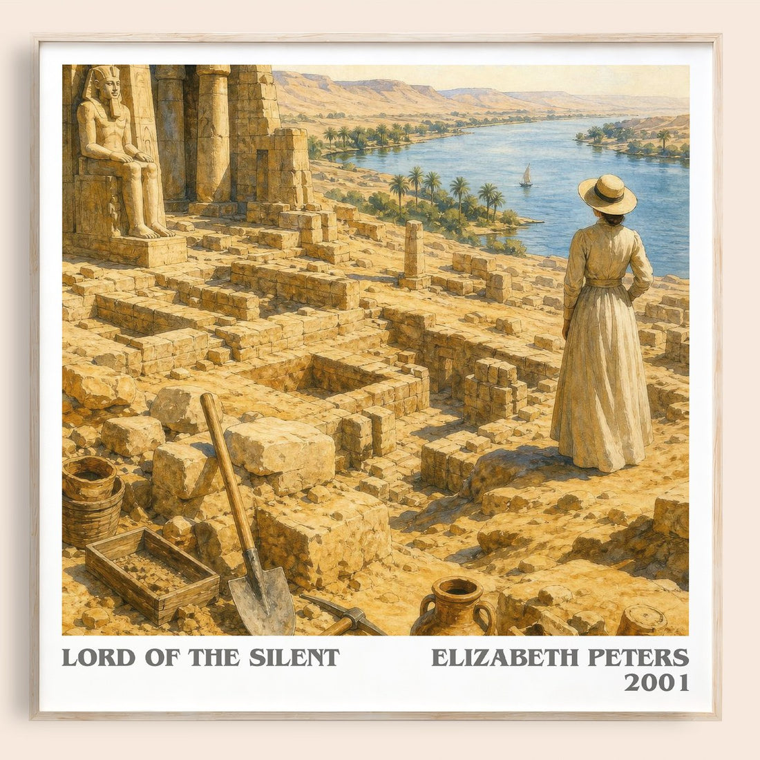 Lord of the silent literary book poster by Elizabeth Peters – framed literary art print