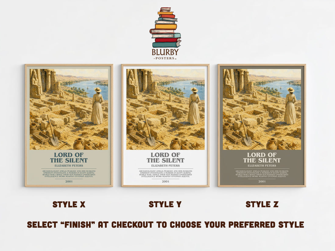 Lord of the silent bookish print in frame leaning in hallway – mystery wall art (mockup)
