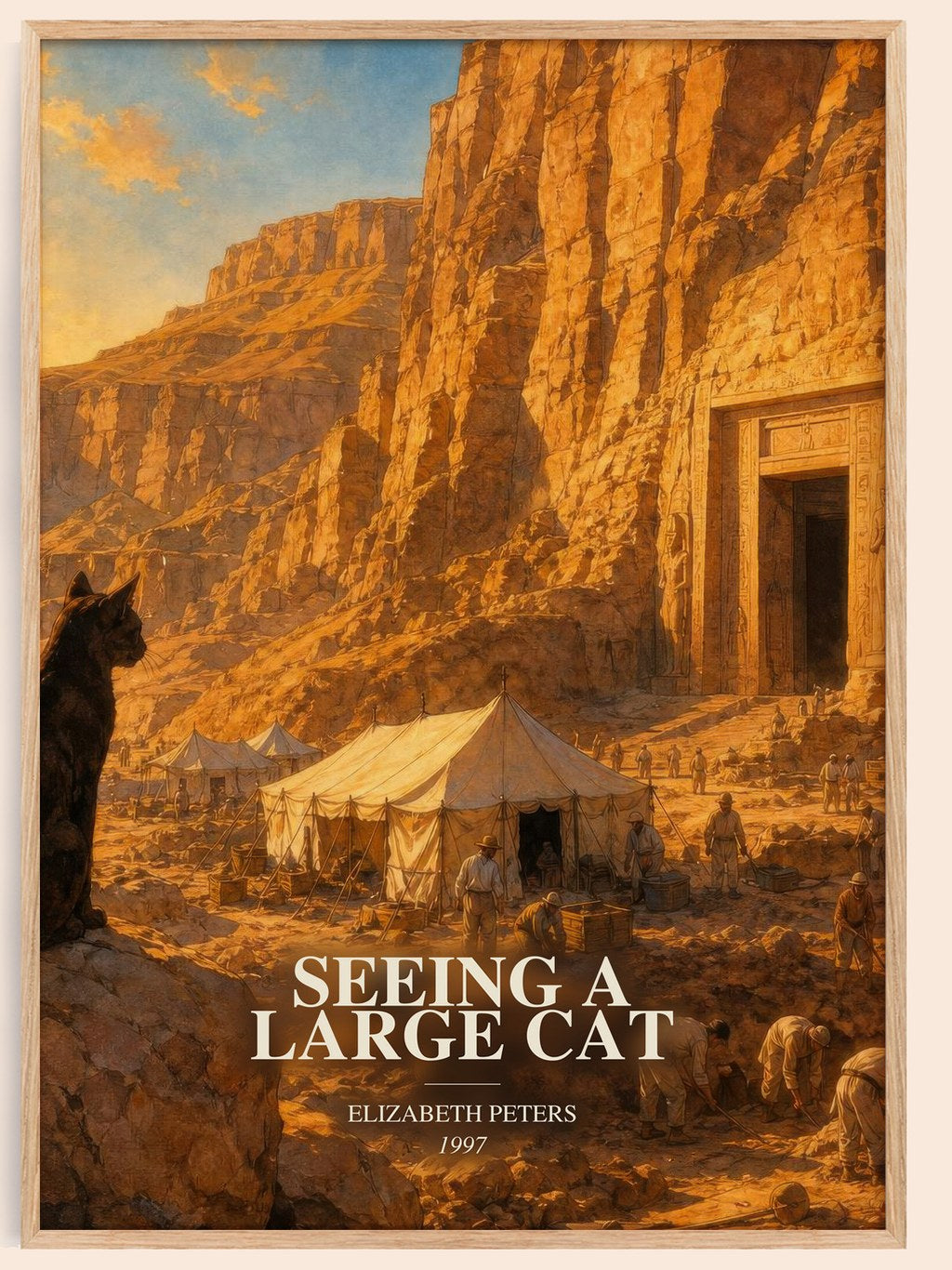 Seeing a large cat watercolour book poster by Elizabeth Peters – framed literary art print