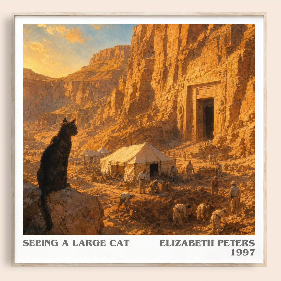 Seeing a large cat literary book poster by Elizabeth Peters – framed literary art print