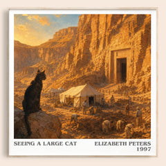 Seeing a large cat literary book poster by Elizabeth Peters – framed literary art print
