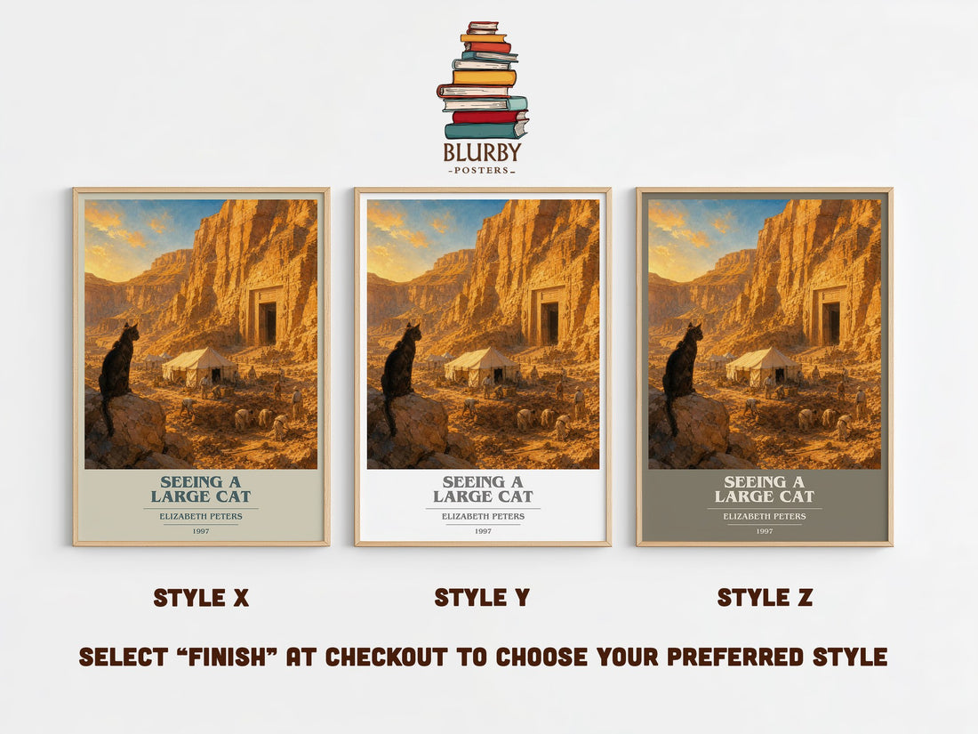 Seeing a large cat book cover print in frame leaning in hallway – mystery wall art (mockup)