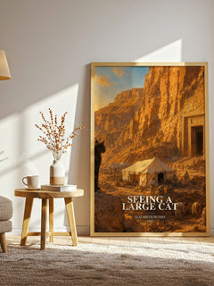 Seeing a large cat watercolour print in frame leaning in hallway – mystery wall art