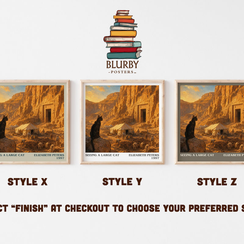 Seeing a large cat literary print in frame leaning in hallway – mystery wall art