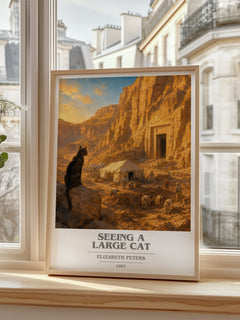 Seeing a large cat book cover poster colour and style options – Elizabeth Peters book art