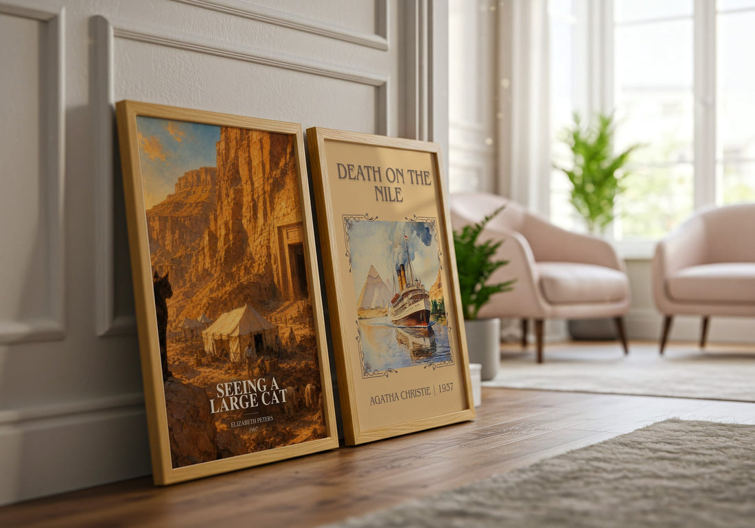 Seeing a large cat watercolour print framed by window – literary home decor