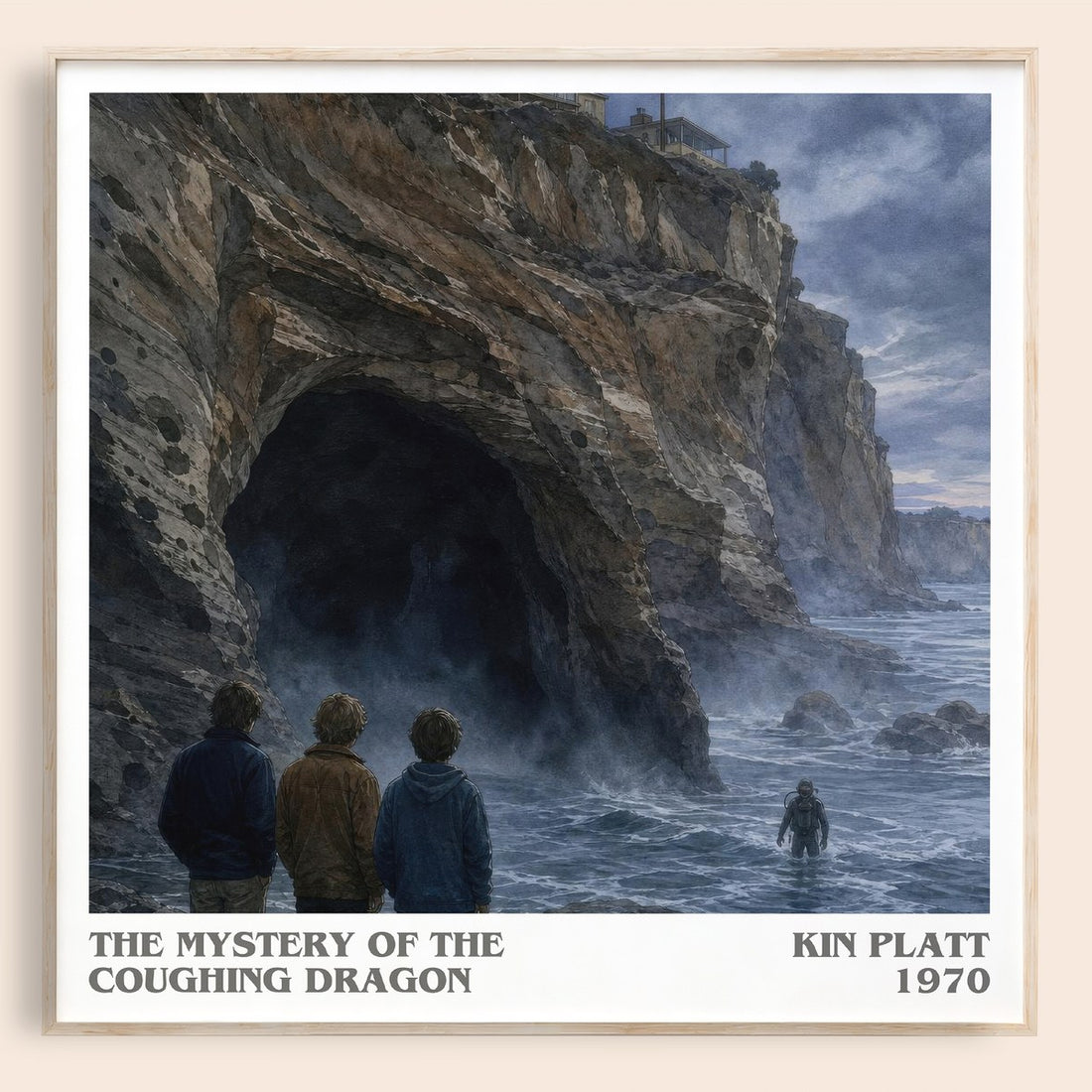 The Mystery of the Coughing Dragon literary book poster by Kin Platt – framed literary art print