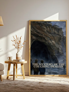 The Mystery of the Coughing Dragon watercolour print in frame leaning in hallway – mystery wall art
