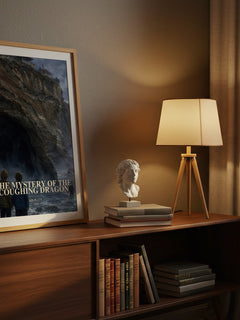 The Mystery of the Coughing Dragon watercolour print on bookshelf – Kin Platt fan gift