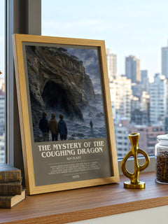 The Mystery of the Coughing Dragon bookish print framed by window – literary home decor