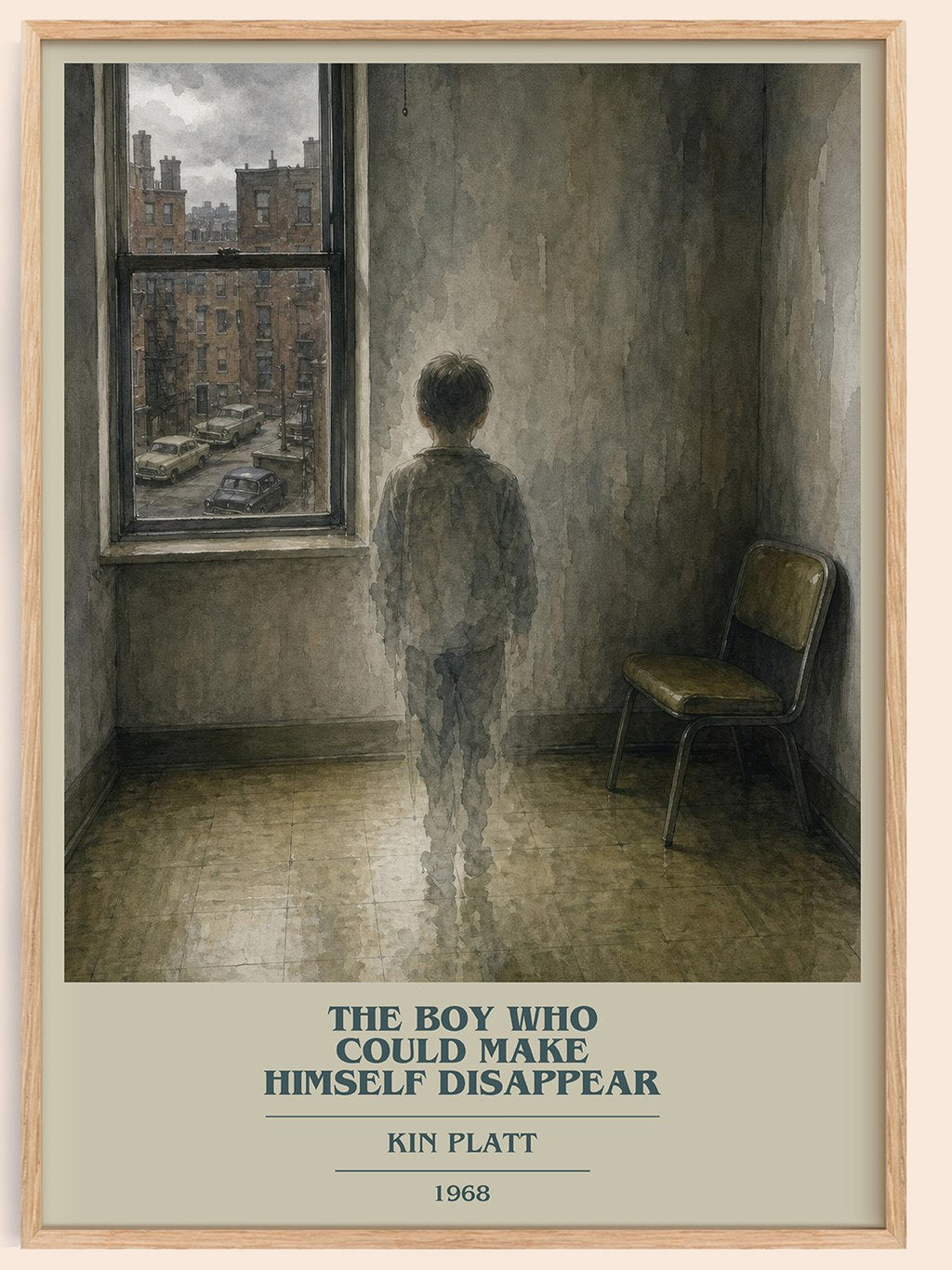 The boy who could make himself disappear book cover book poster by Kin Platt – framed literary art print