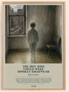 The boy who could make himself disappear bookish book poster by Kin Platt – framed literary art print