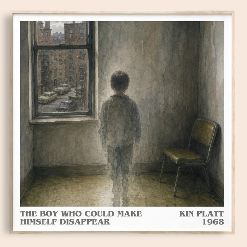 The boy who could make himself disappear literary book poster by Kin Platt – framed literary art print
