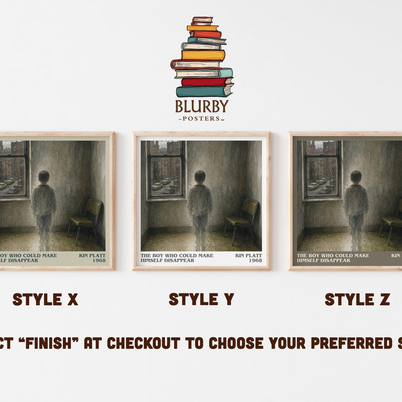 The boy who could make himself disappear literary print in frame leaning in hallway – literary fiction wall art