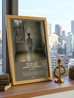 The boy who could make himself disappear bookish print framed by window – literary home decor