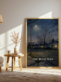 The blue man watercolour print in frame leaning in hallway – crime wall art